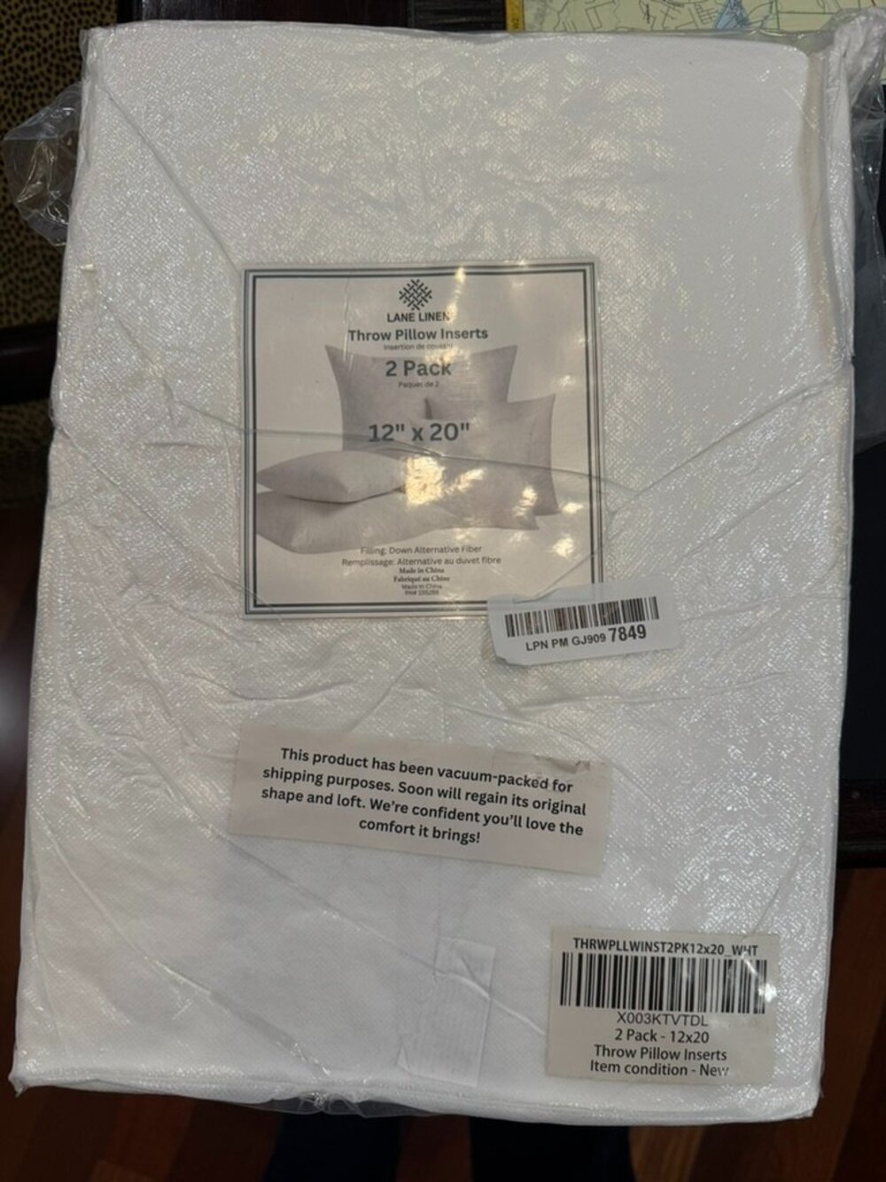 NEW Lane Linen 12" x 20" Throw Pillow Inserts – 2 Pack